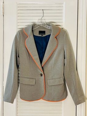 Cynthia Rowley Gray Blazer with Orange Trim